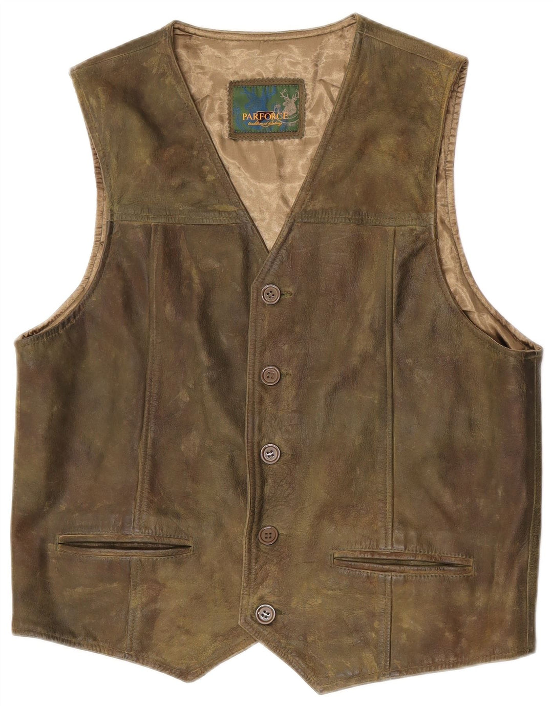 Parforce Gilet en cuir pour homme en cuir kaki moyen