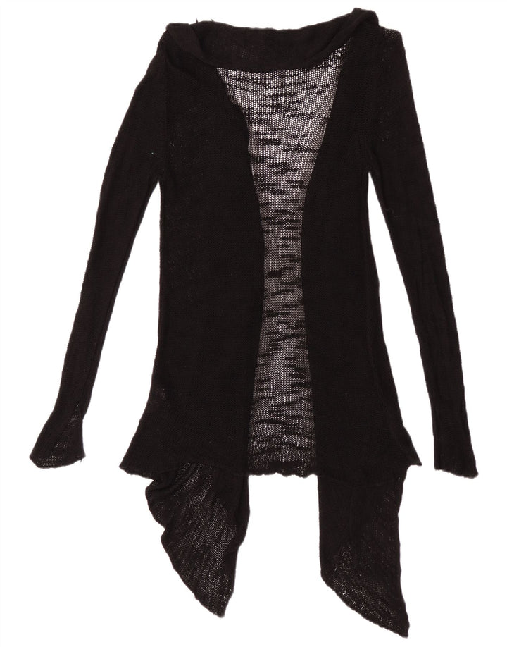 Zara Womens See Through Open Cardigan Sweater UK 12 Moyen Noir Viscose