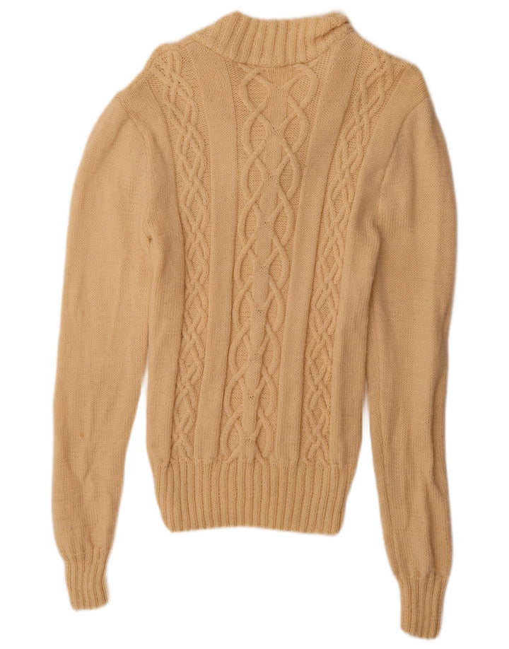 vintage Homme Col V Pull Pull Beige Moyen
