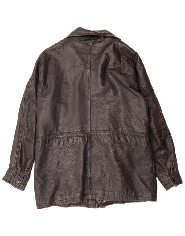 VINTAGE Veste en cuir homme UK 40 Grand cuir noir