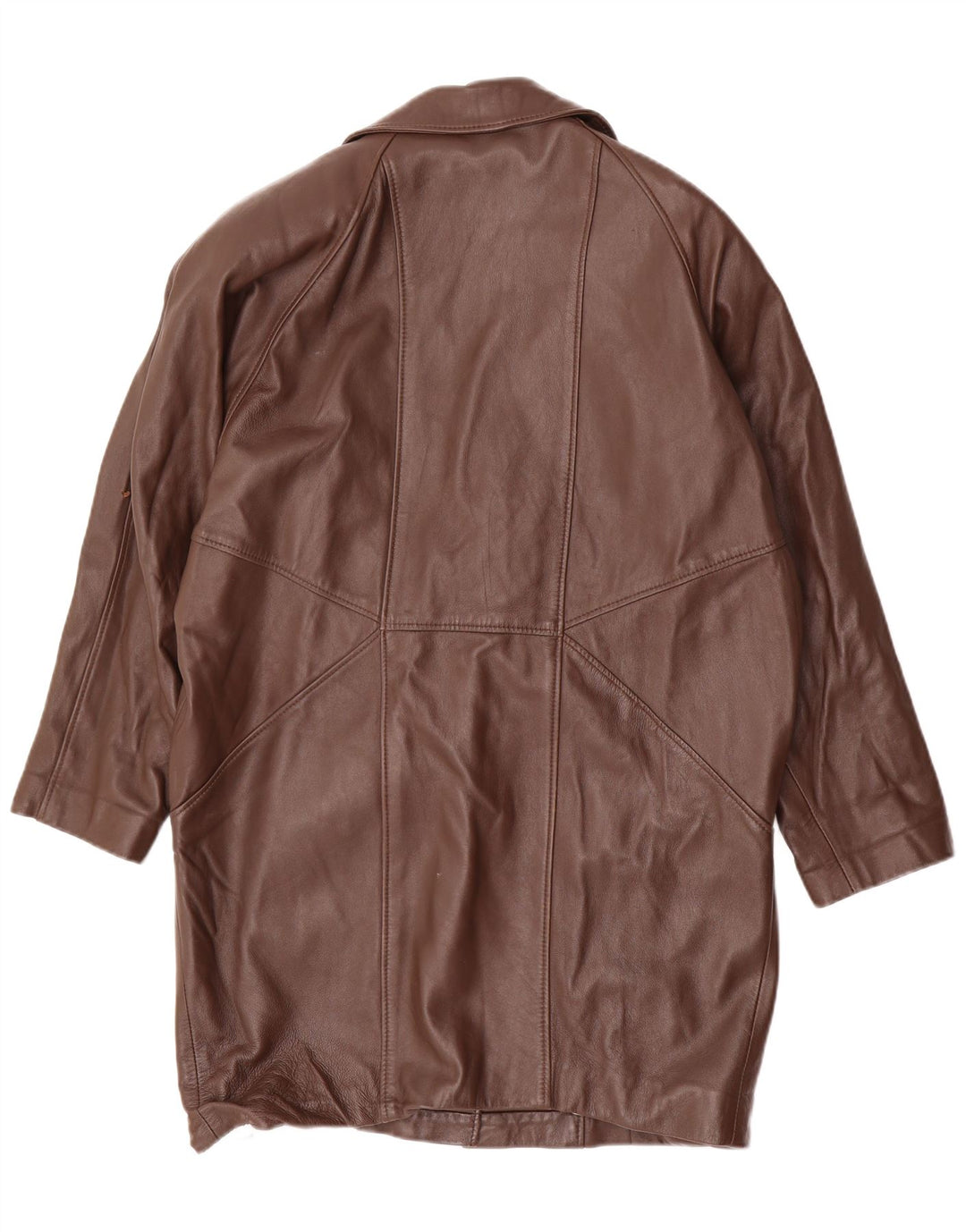 manteau en cuir surdimensionné femme vintage EU 36 petit cuir brun
