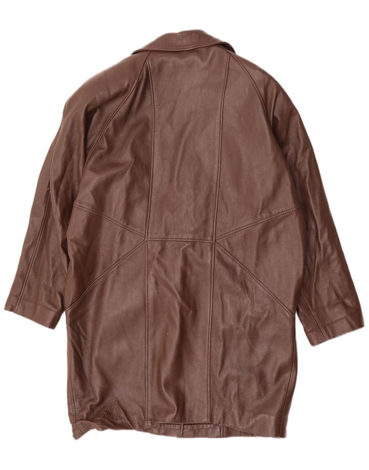 manteau en cuir surdimensionné femme vintage EU 36 petit cuir brun