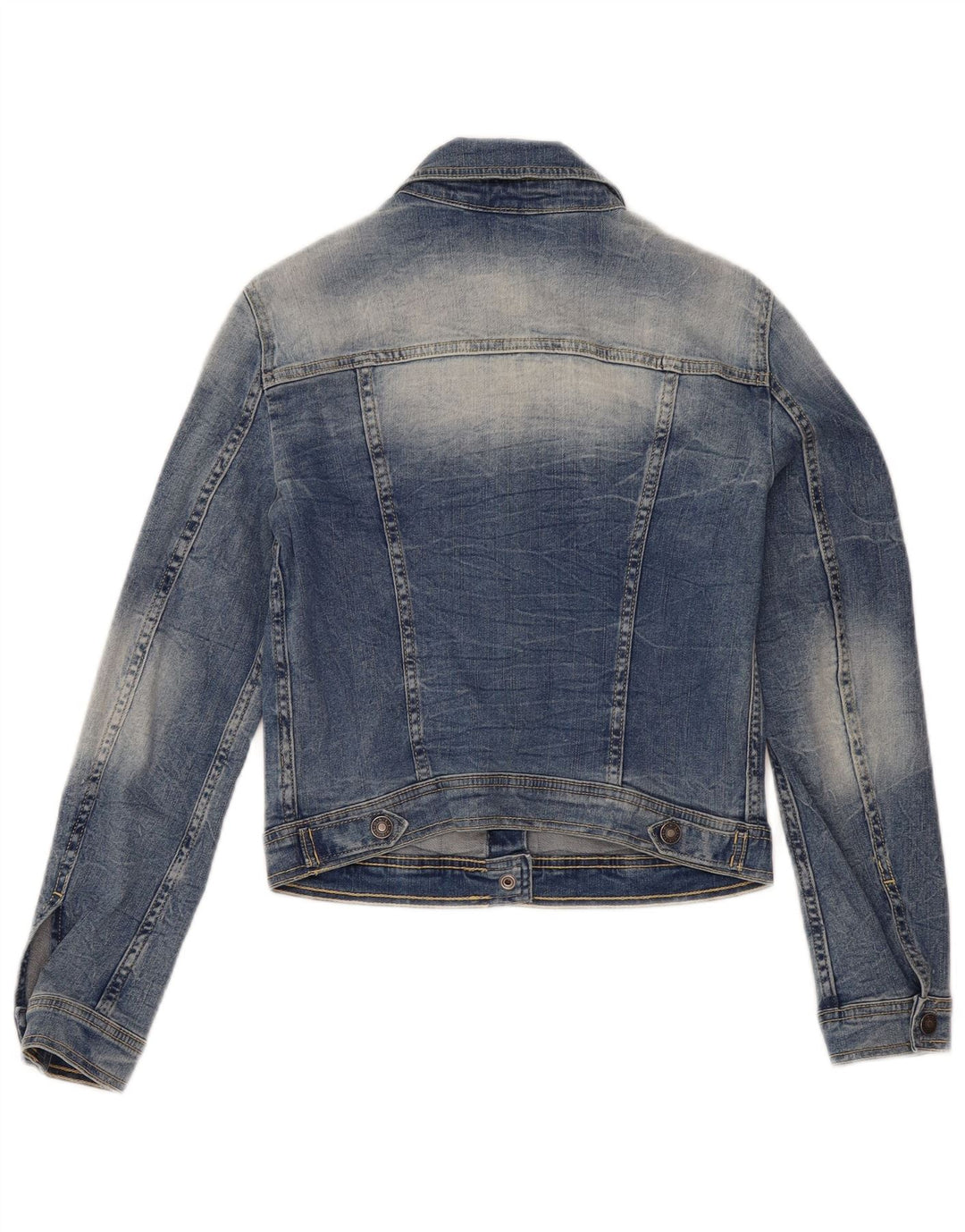 Benetton Veste en jean courte pour femme UK 10 Petit coton bleu