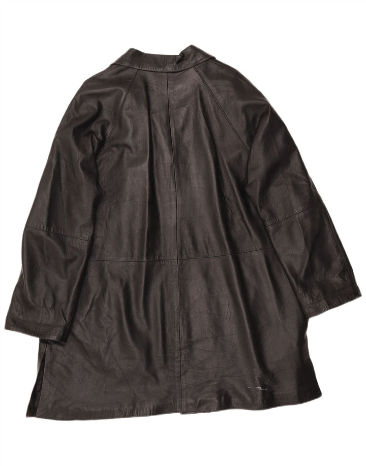 manteau en cuir surdimensionné femme vintage IT 46 Grand cuir noir