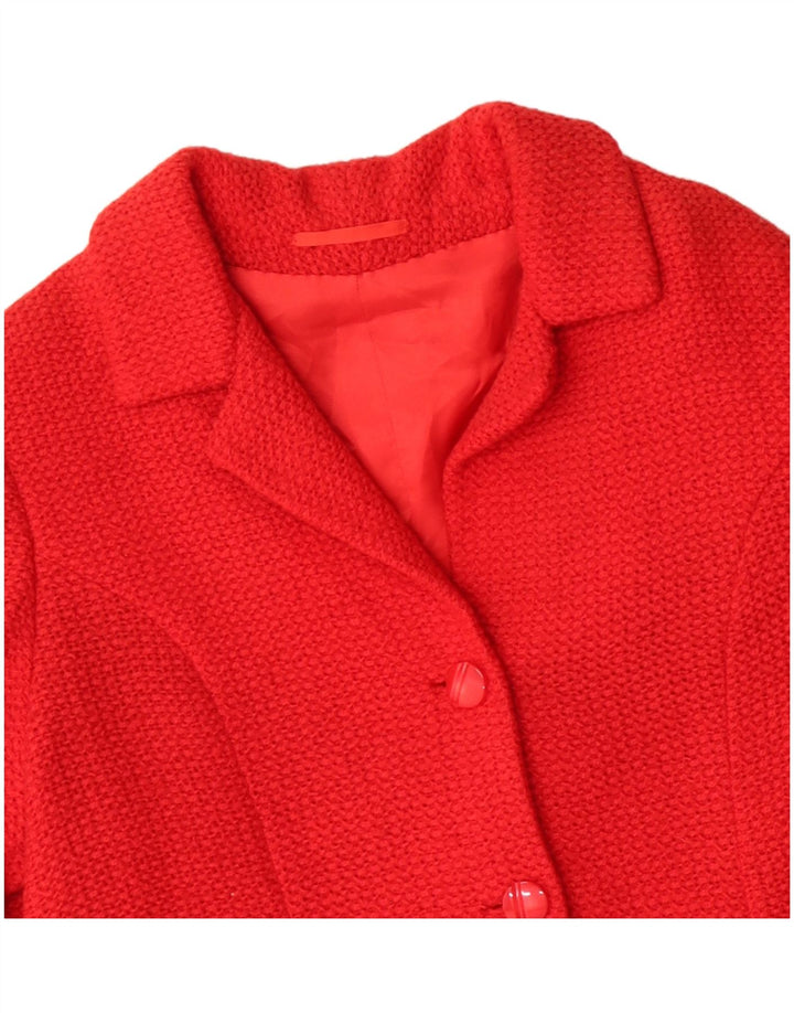 VINTAGE Femme 4 Bouton Blazer Veste UK 16 Grand Rouge