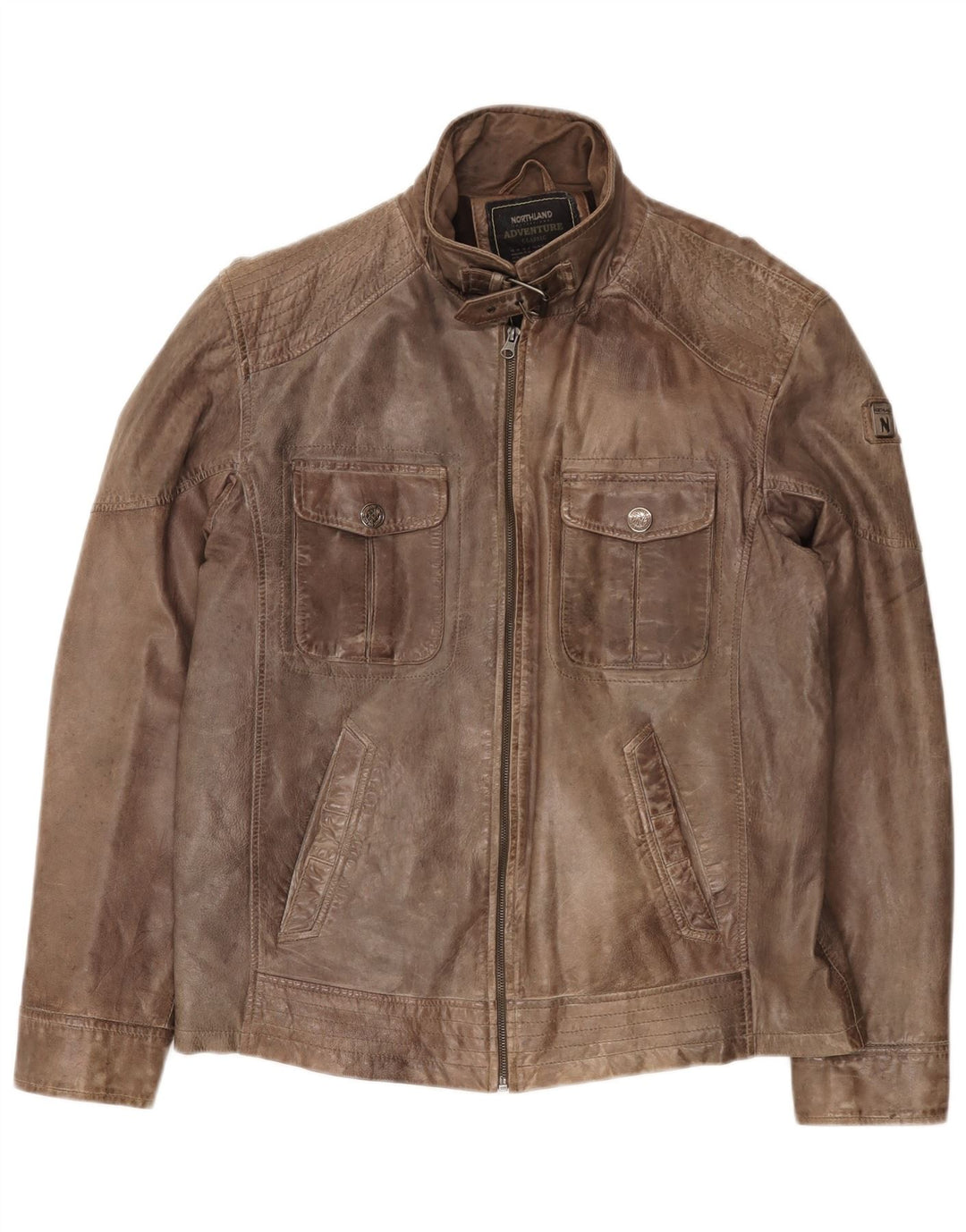 North Land Veste en cuir pour homme IT 50 Grand cuir marron