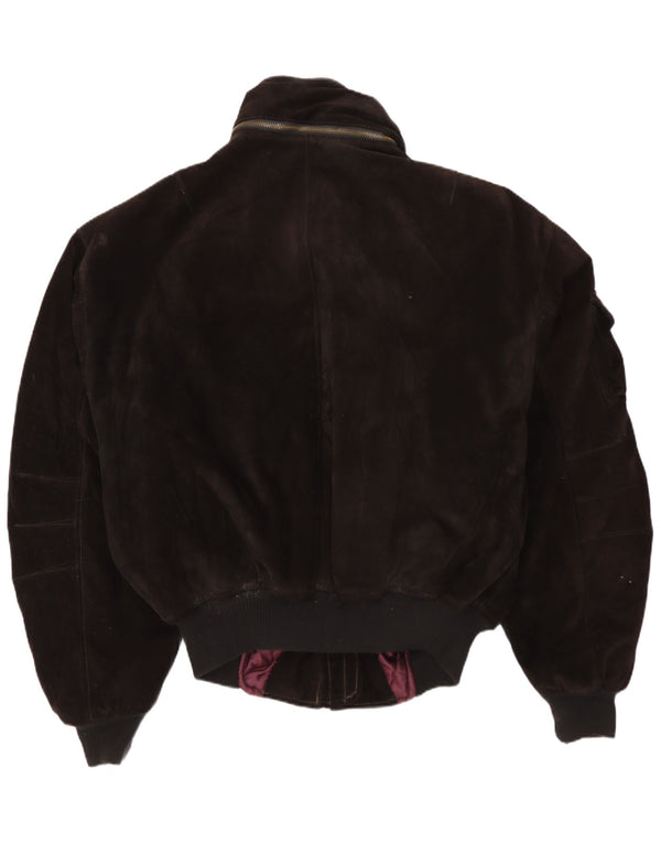 Veste Bomber En Daim Vintage Homme IT 48 Marron Moyen