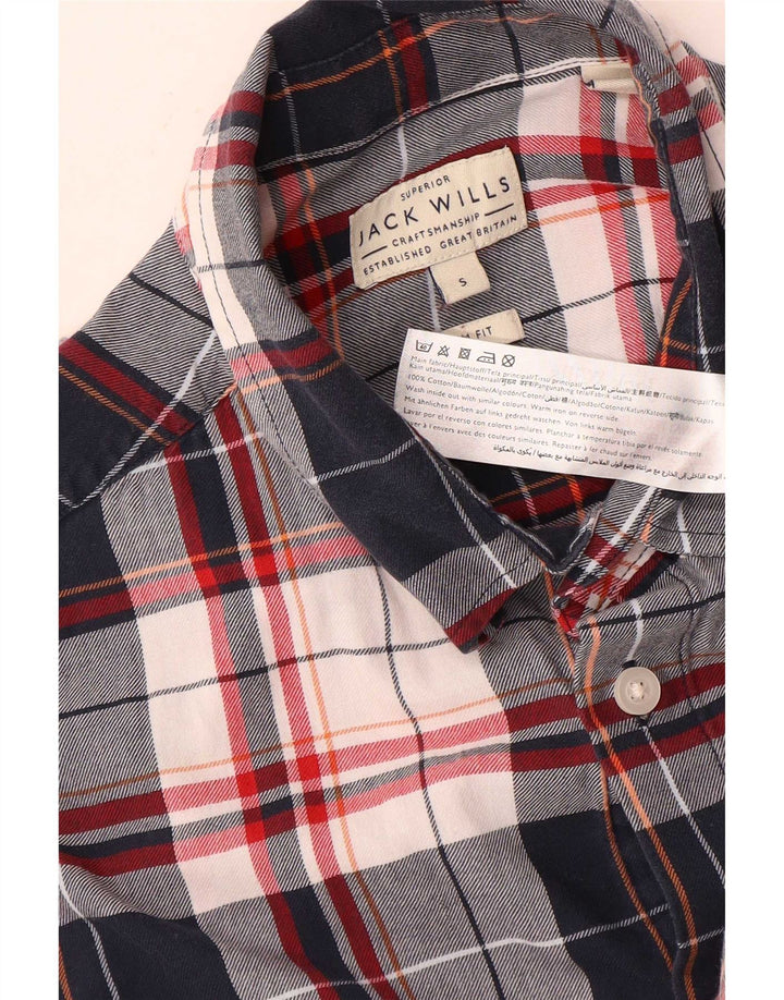 Jack Wills Chemise Slim Fit pour Homme en Coton à Carreaux Bleu Marine Petit