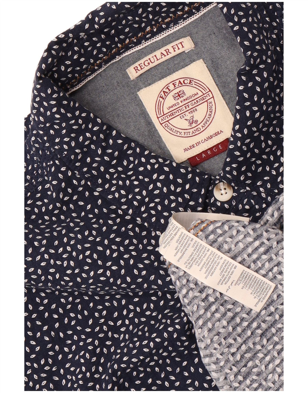 Chemise Regular Fit Homme Fat Face Coton à Pois Bleu Marine Large