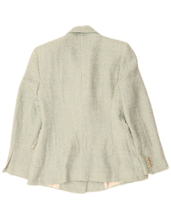 ZARA Femme Blazer Double Boutonnage Veste UK 12 Moyen Vert Acrylique