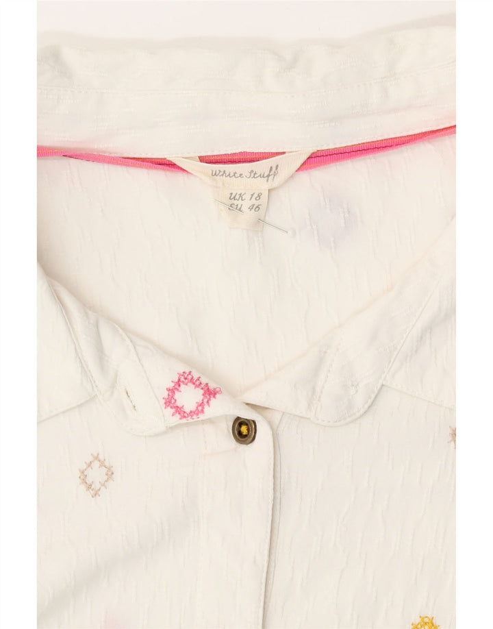 Chemise Femme White Stuff UK 18 XL Viscose Géométrique Blanche
