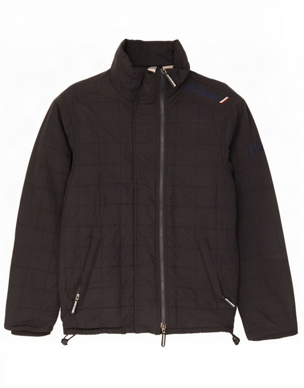 Superdry Mens Padded Jacket UK 38 Medium Black Nylon