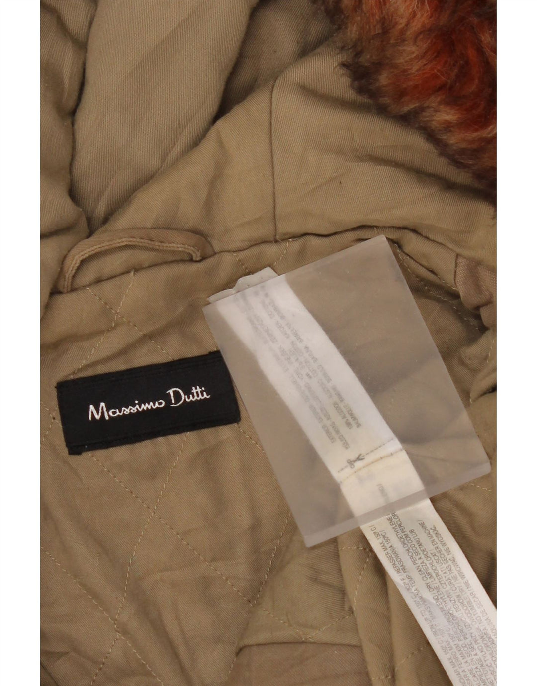 Massimo Dutti Parka à capuche pour femme UK 14 en coton kaki moyen
