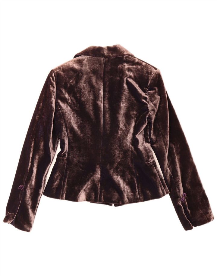 Sonia Fortuna Veste blazer en velours à 1 bouton pour femme IT 42 Violet moyen