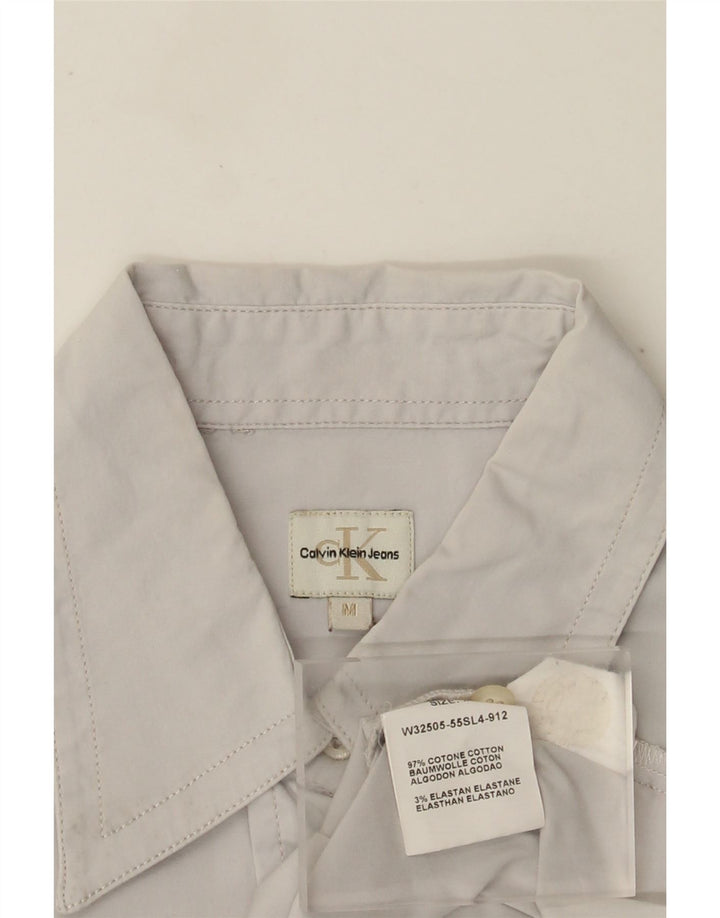 Calvin Klein Jeans Chemise Femme UK 12 Coton Gris Moyen