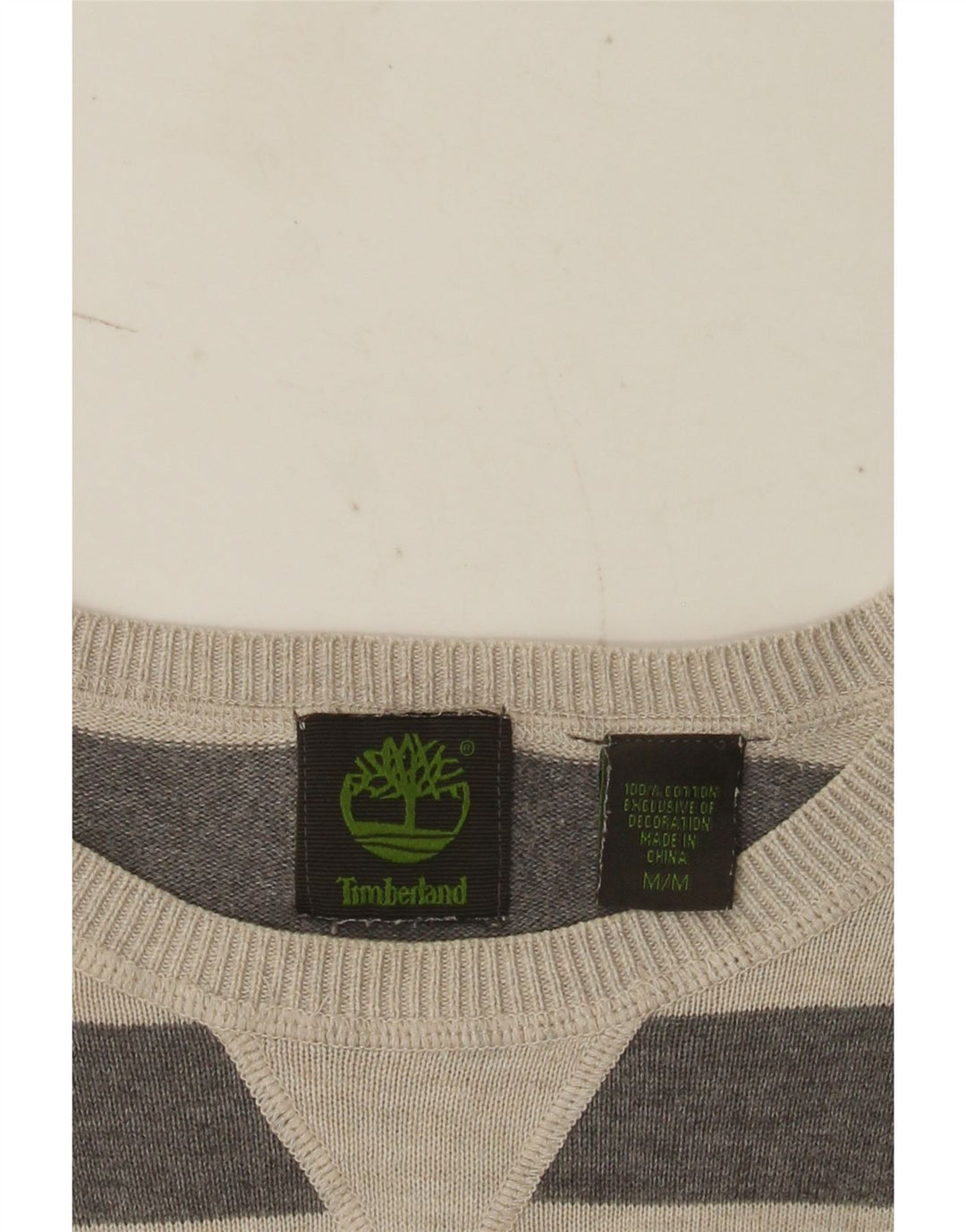 Timberland Pull Ras du Cou Homme Gris Moyen Rayé Coton