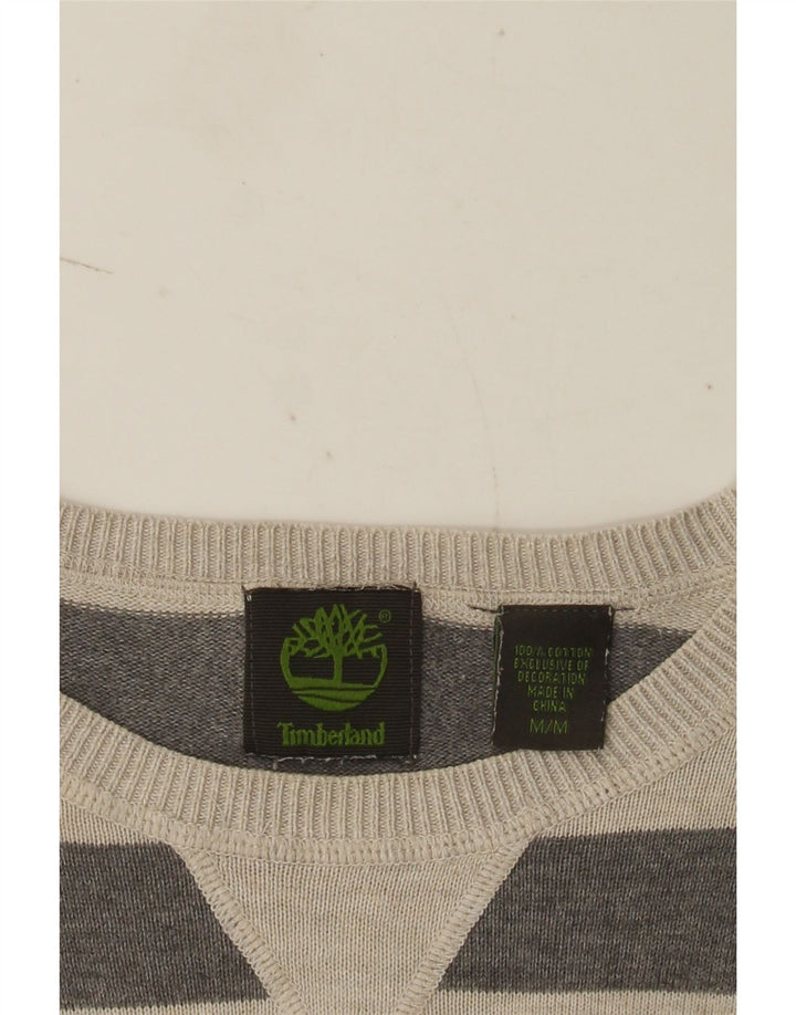 Timberland Pull Ras du Cou Homme Gris Moyen Rayé Coton