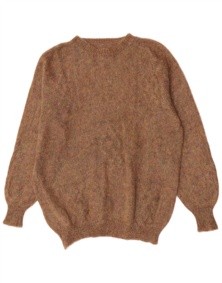 vintage Mens Crew Neck Jumper Pull Grand Brun