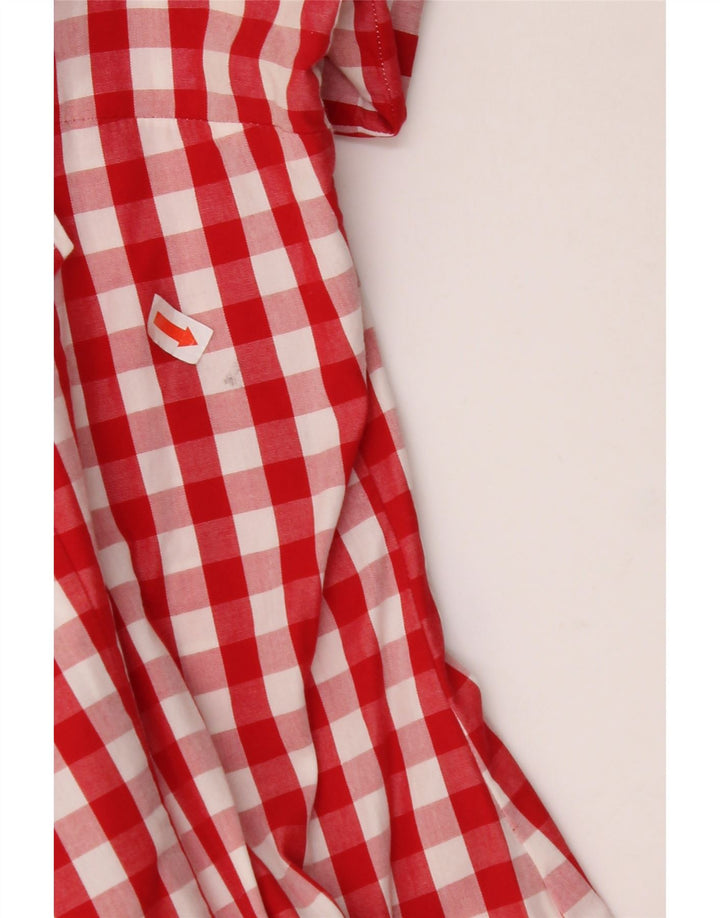 BENETTON Chemise à manches courtes pour femme UK 14 Medium Red Check
