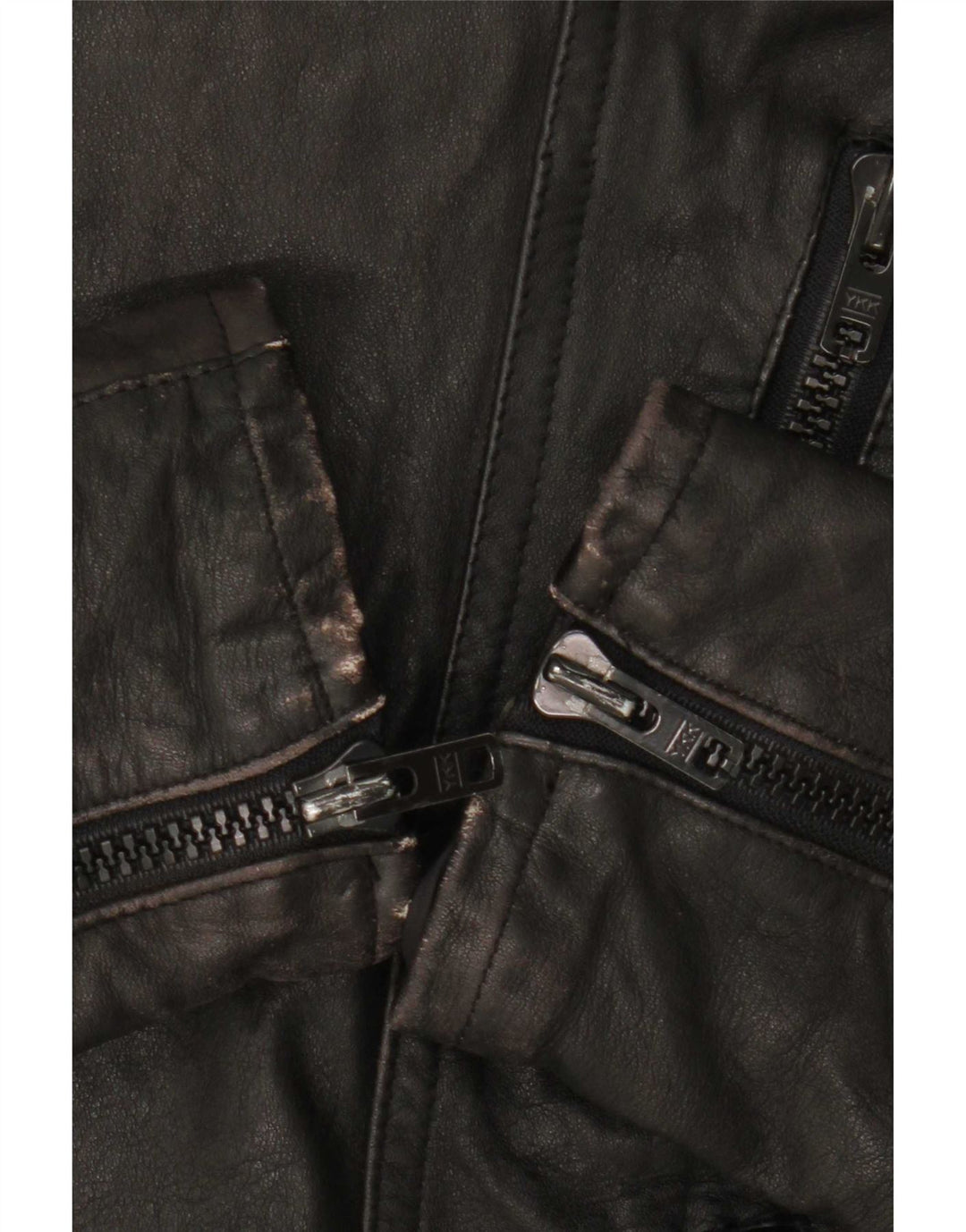 veste de motard en cuir vintage pour hommes IT 50 Grand Noir