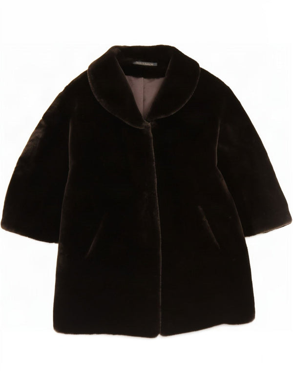 Marks & Spencer Manteau en fausse fourrure pour femme UK 14 Large Marron Polyacrylique