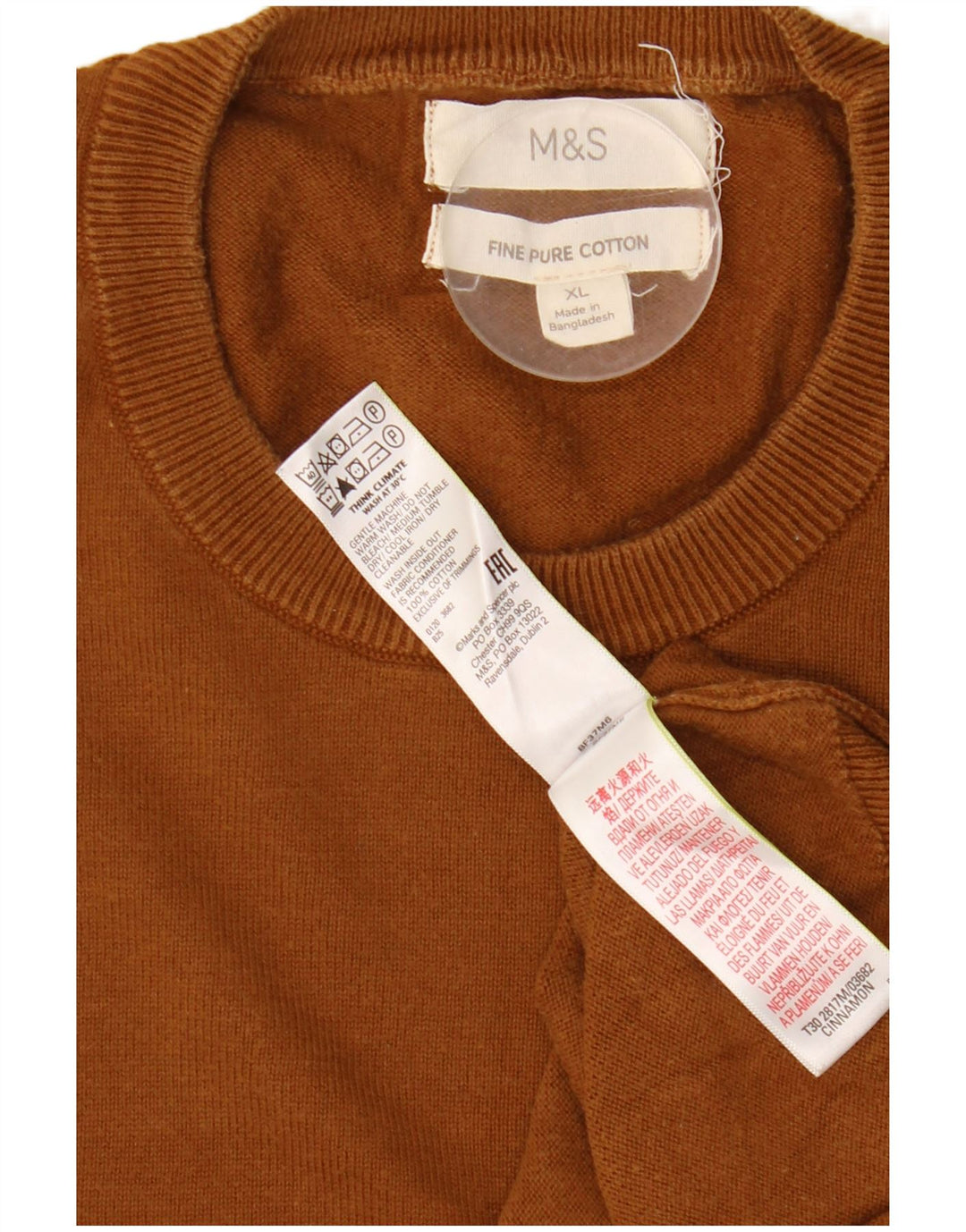 Marks & Spencer Pull à col rond pour homme XL en coton marron