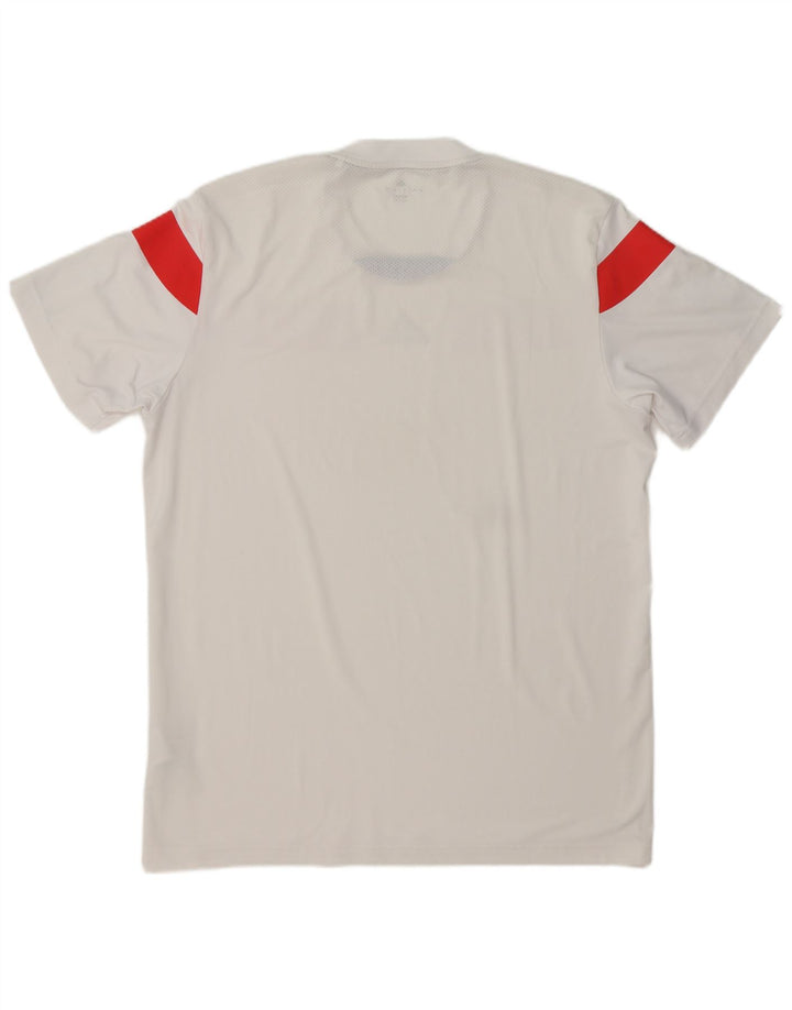 Adidas Hommes Climacool Graphic T-Shirt Top Large Blanc Colorblock Polyester
