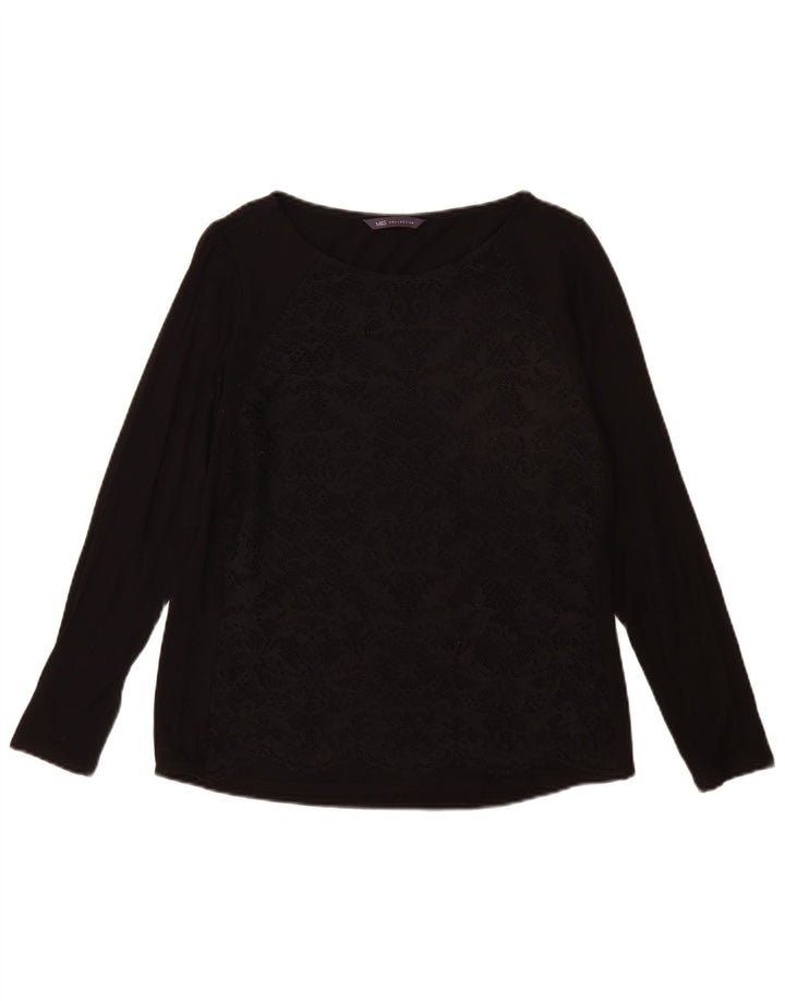 Marks & Spencer Haut à manches longues pour femme UK 42 Medium Noir Viscose