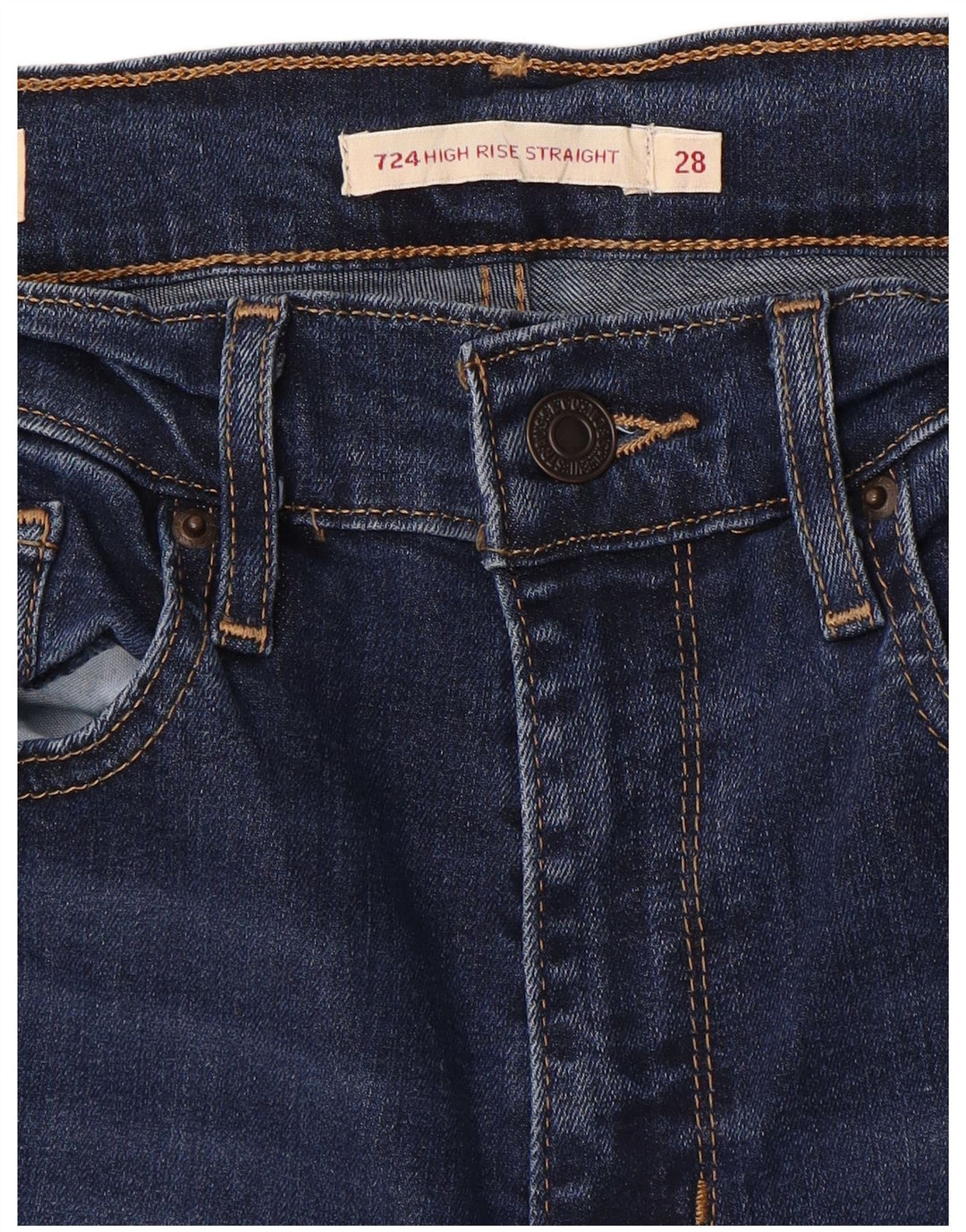Levi's Jean Droit 724 Crop Taille Haute Femme W28 L23 Bleu