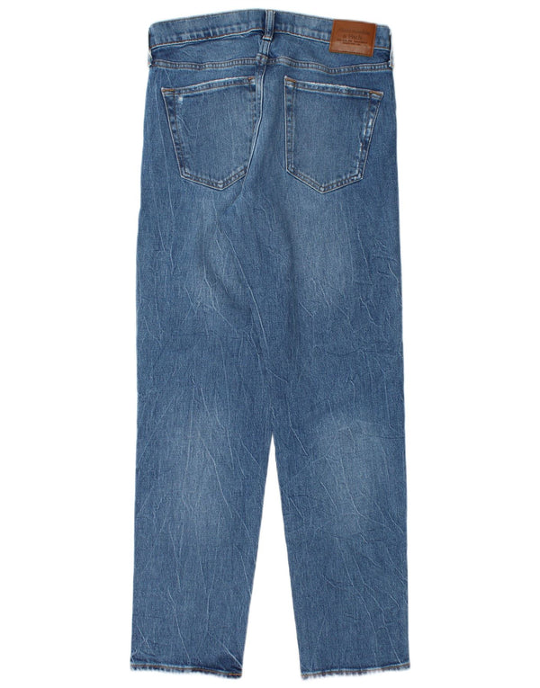 ABERCROMBIE & FITCH Jean droit extensible pour hommes W31 L32 coton bleu années 90