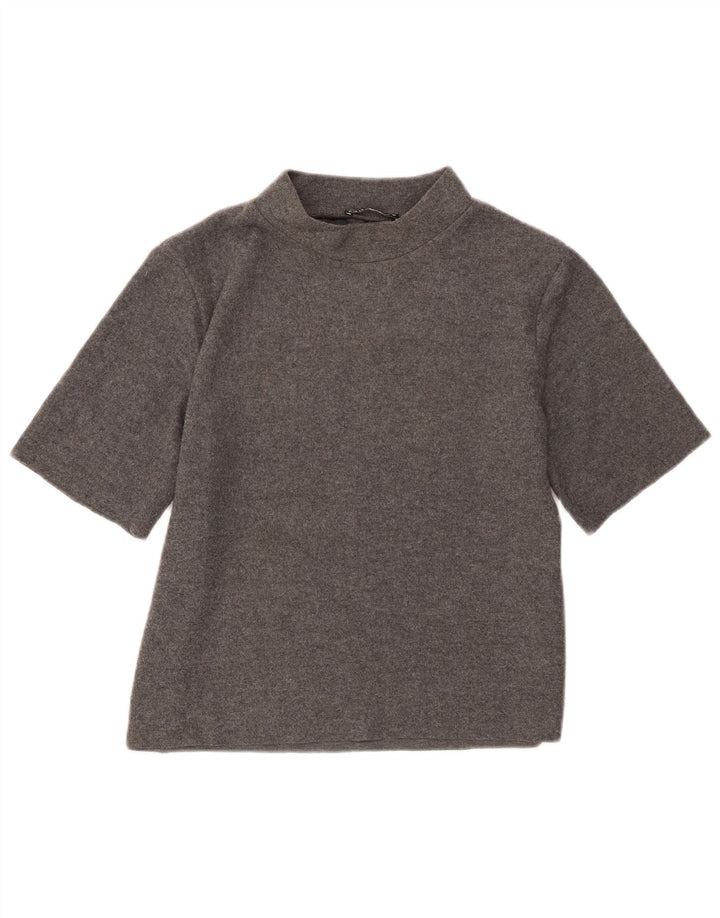 Zara T-Shirt Femme Top UK 14 Large Gris Polyester