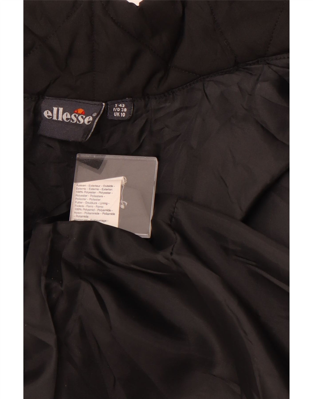 ELLESSE Womens Quilted Jacket UK 10 Small Black Polyester