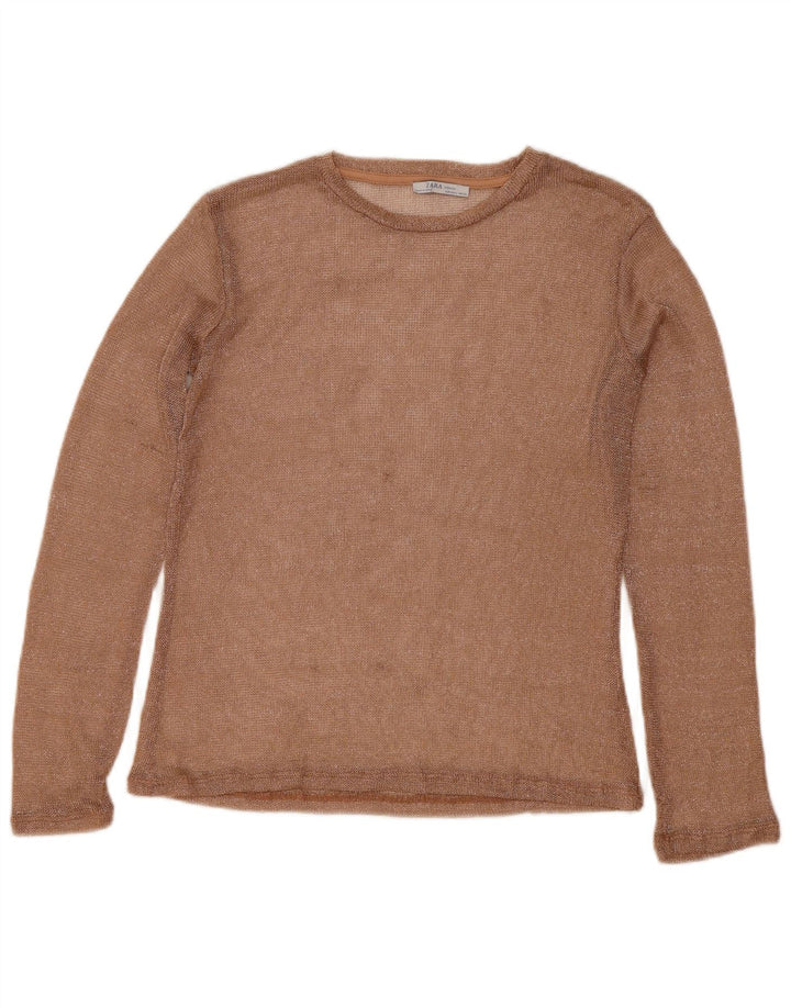 Zara Haut à manches longues pour femme UK 16 Large Doré