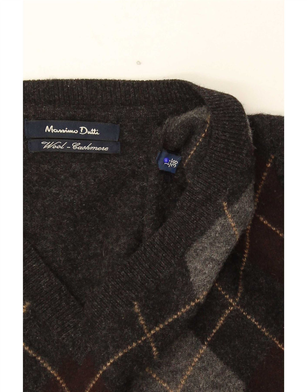 Massimo Dutti Pull col V Homme Gris Moyen Argyle/Diamond Laine