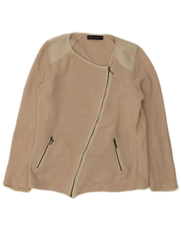 Marks & Spencer Pull Cardigan pour Femme UK 10 Petit Coton Beige