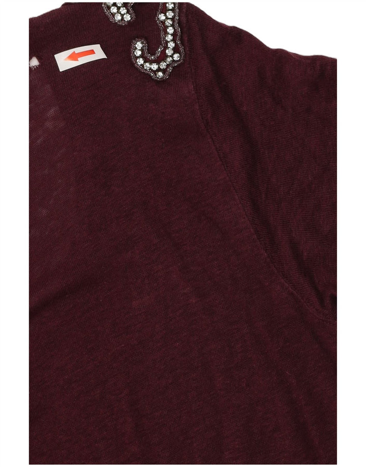 Zara Femme T-Shirt Top UK 14 Bordeaux Moyen