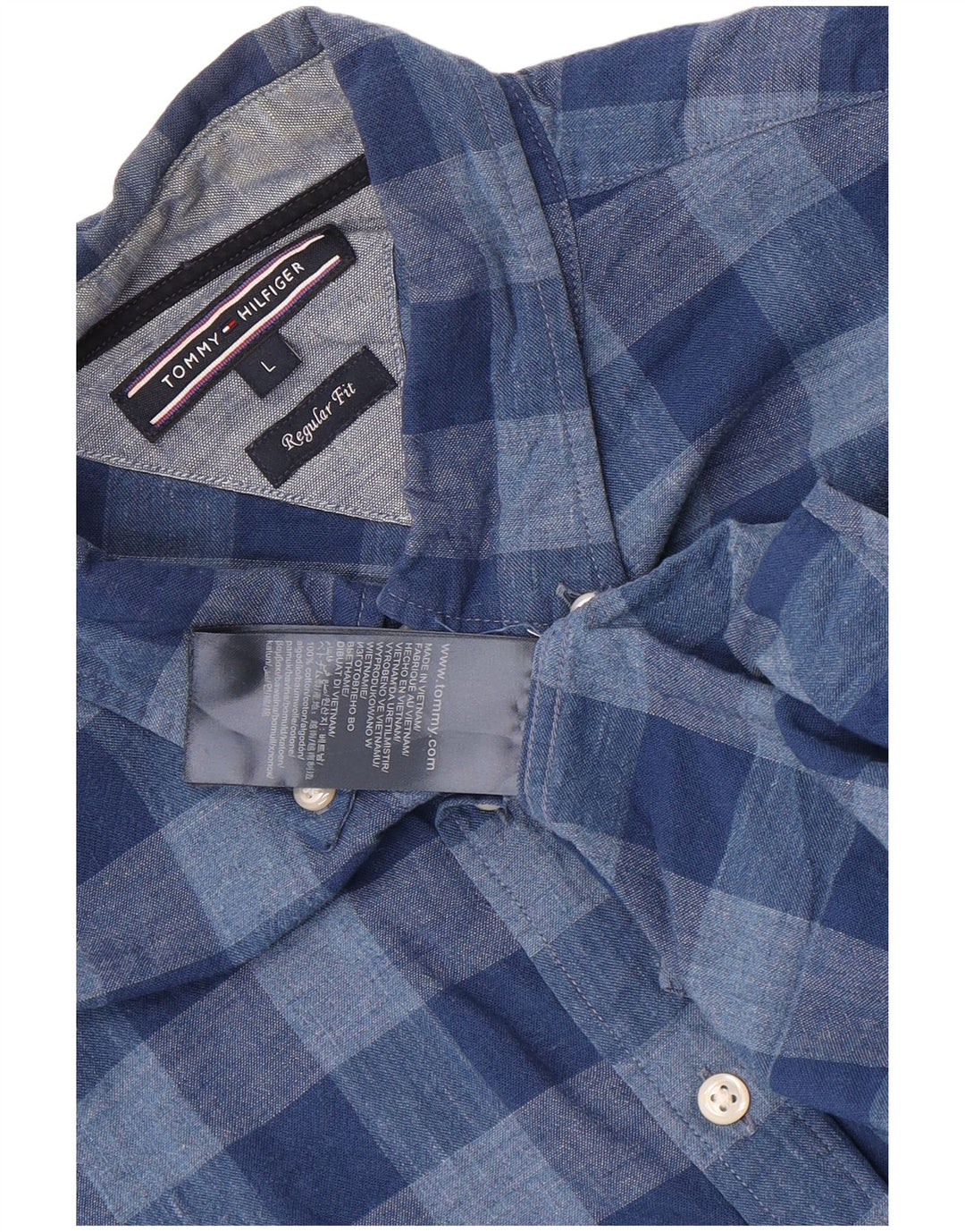 Tommy Hilfiger Chemise coupe classique pour homme en coton vichy bleu grand