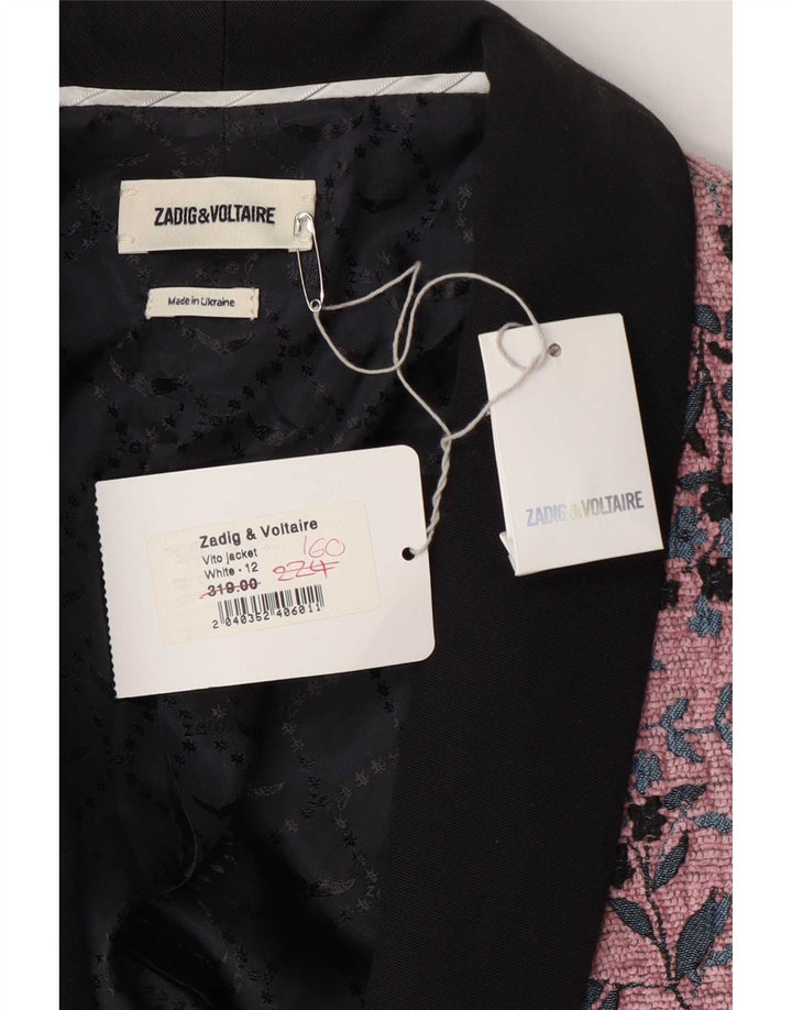 ZADIG & VOLTAIRE Veste Blazer Femme EU 40 Rose Moyen Floral Designer