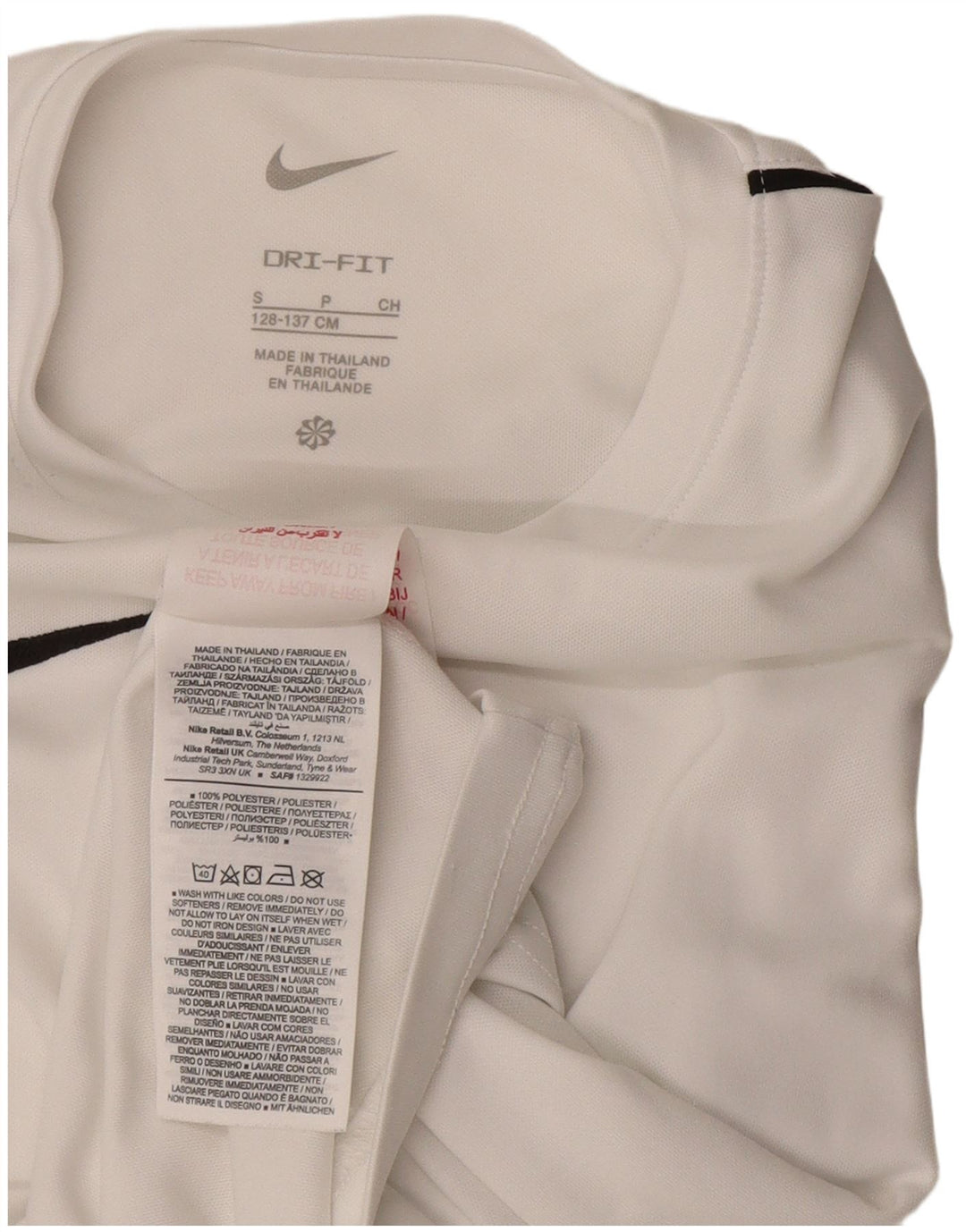 NIKE Garçons Dri Fit T-Shirt Top 8-9 ans Petit Blanc Polyester