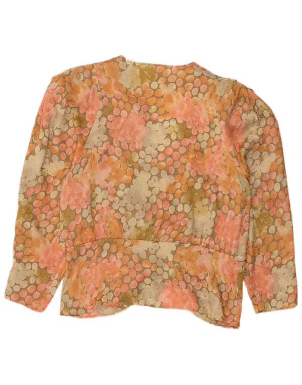 vintage Femme Chemise Blouse UK 16 Grand Multicolore Repéré
