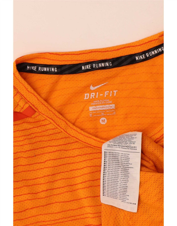 Nike T-shirt Dri Fit pour homme en polyester à fines rayures orange moyen