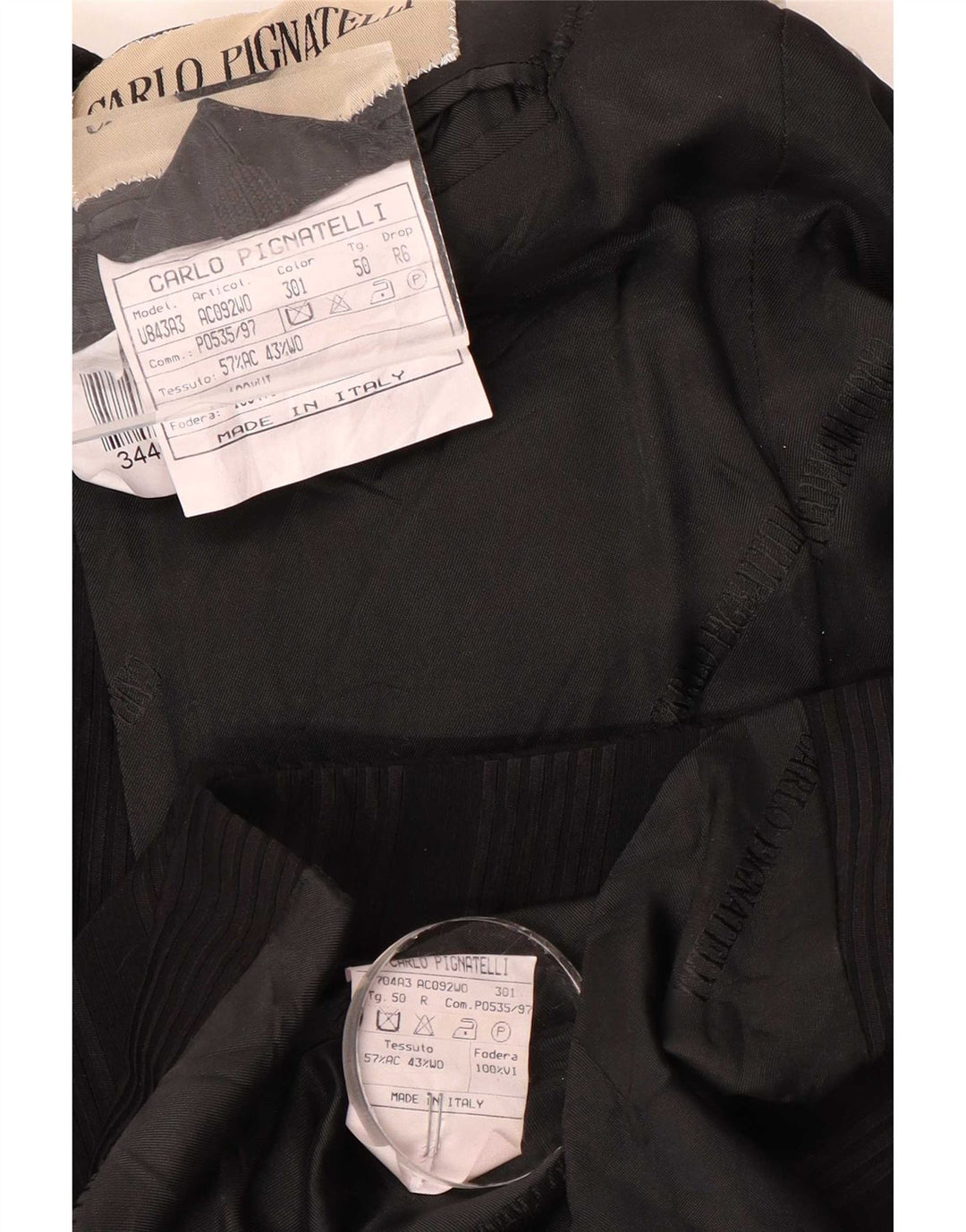 Carlo Pignatelli Ensemble 2 pièces pour homme avec 6 boutons IT 50 Large Noir Rayé