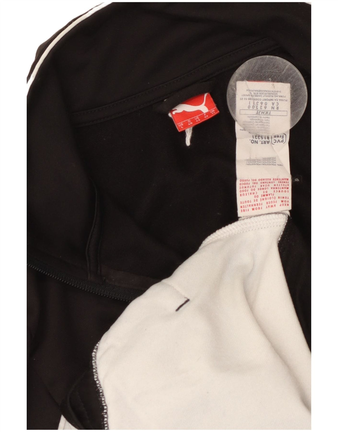 Puma Veste de survêtement pour femme UK 14 Large Noir Colorblock Polyester