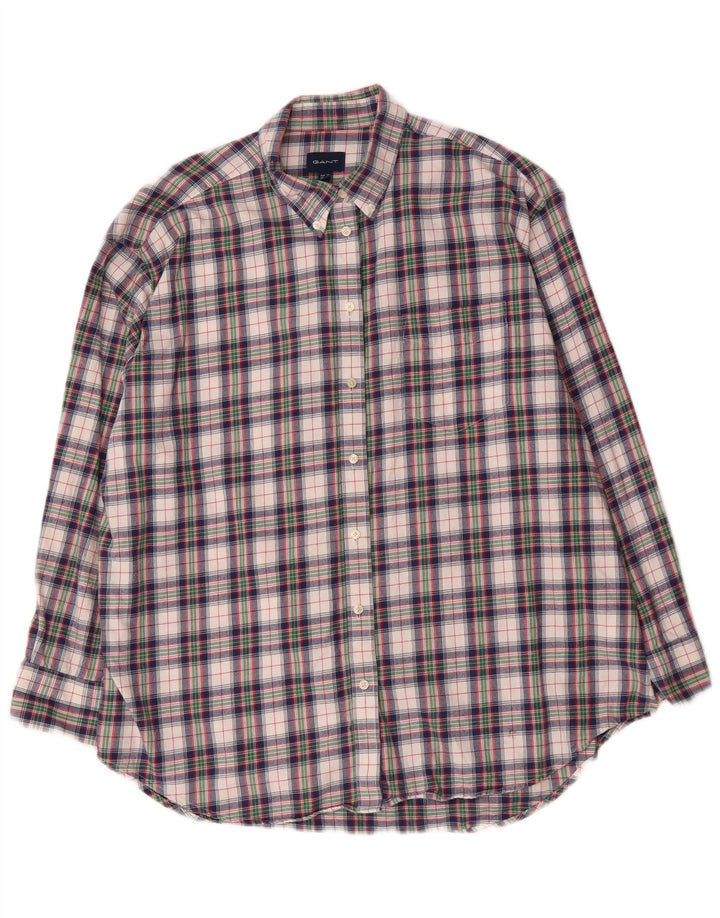Gant Chemise surdimensionnée en flanelle pour femme UK 16 Grand coton à carreaux multicolores