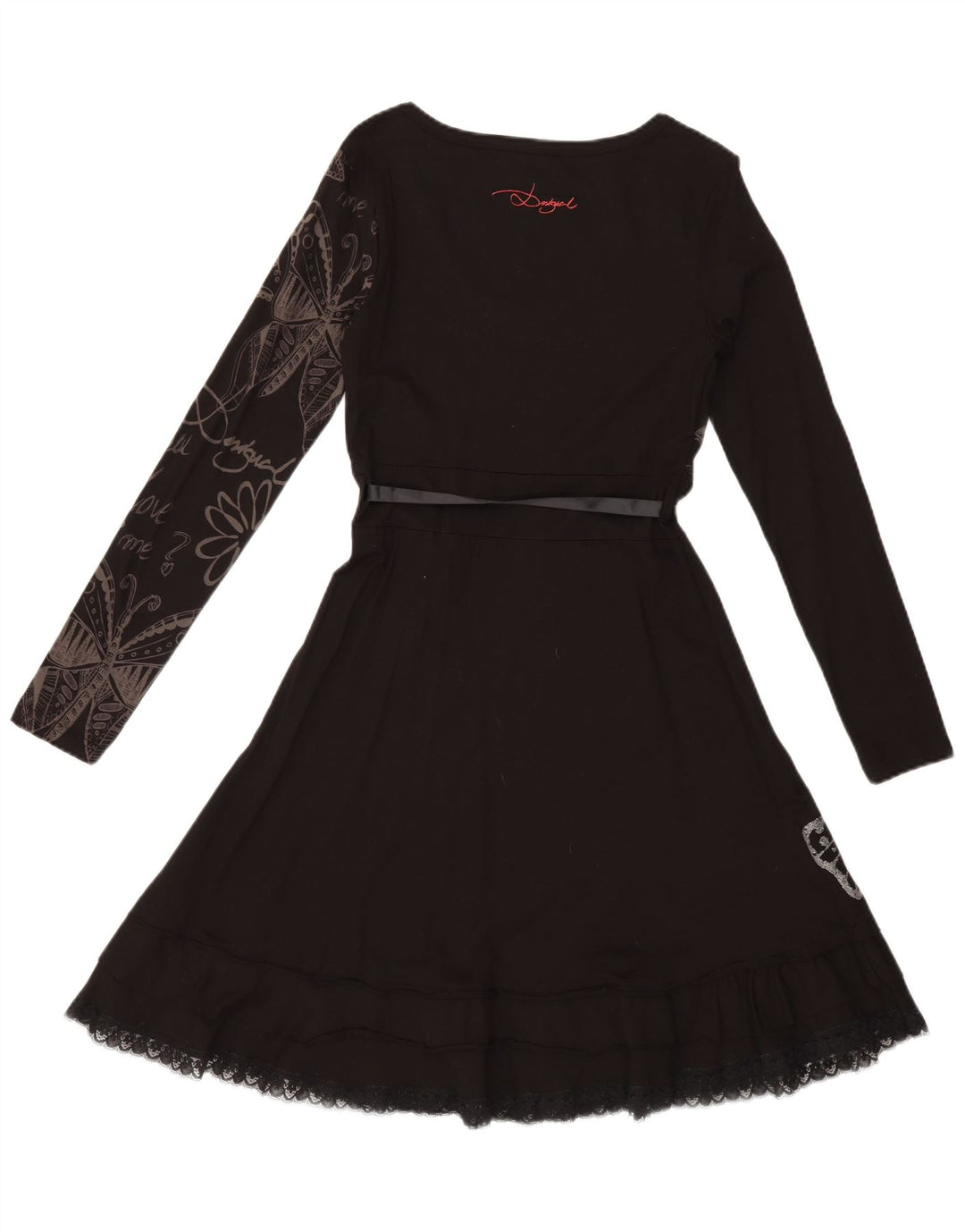 Desigual Robe trapèze pour femme UK 42 Medium Noir Floral Coloré