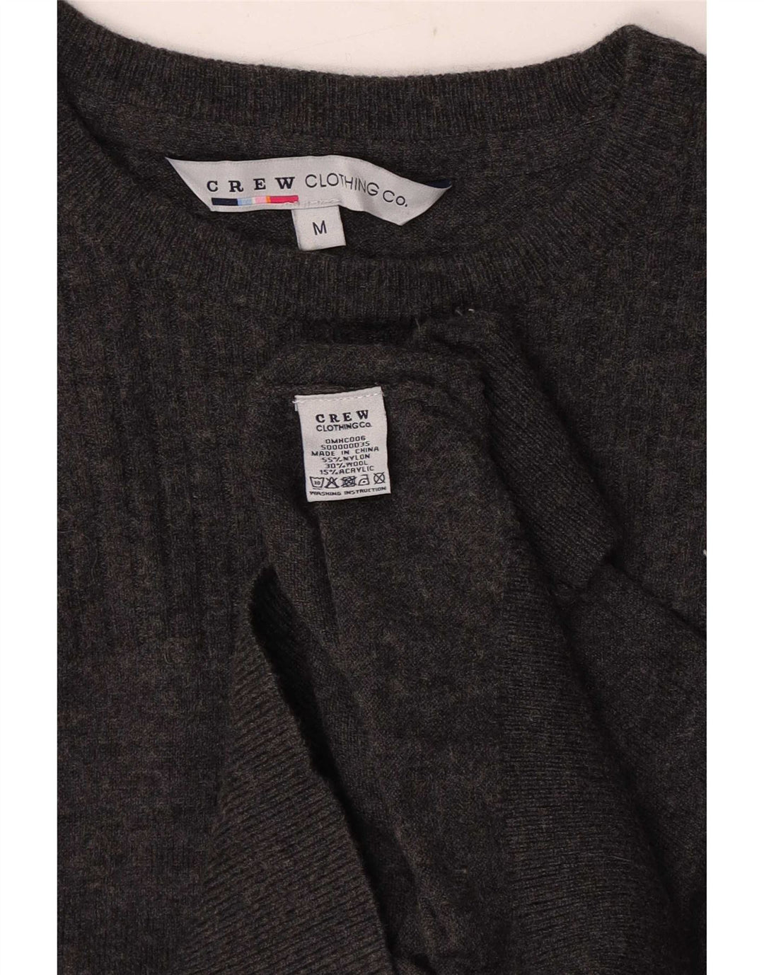Crew Clothing Pull col bateau pour homme en nylon gris moyen
