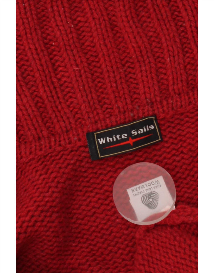 White Sails Pull Cardigan Homme Grande Laine Vierge Rouge