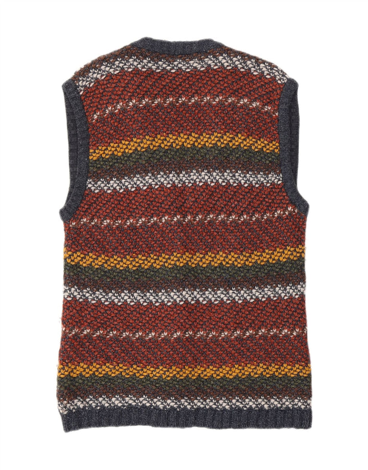 vintage Womens Cardigan Sweater UK 14 Moyen Multicolore Rayé