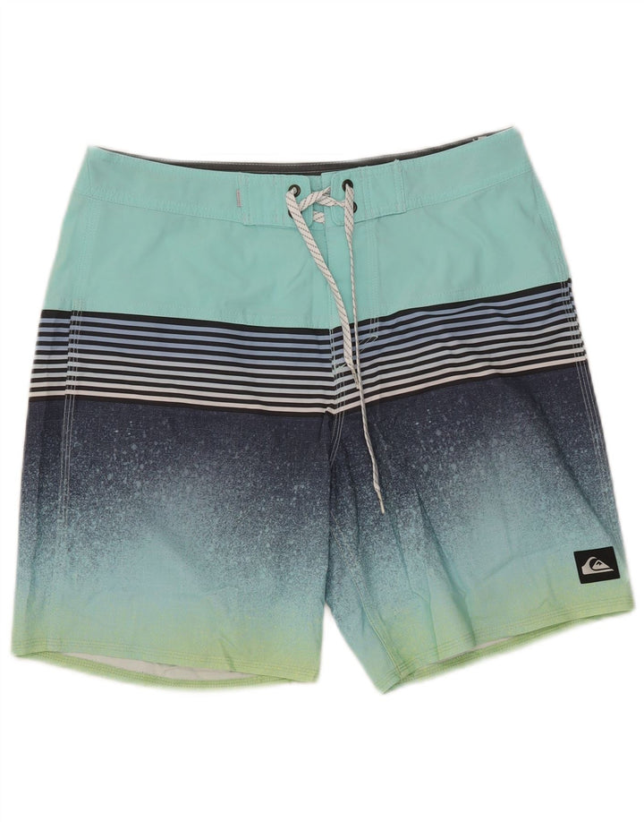 Quiksilver Short de Bain Homme Polyester Rayé Turquoise Moyen