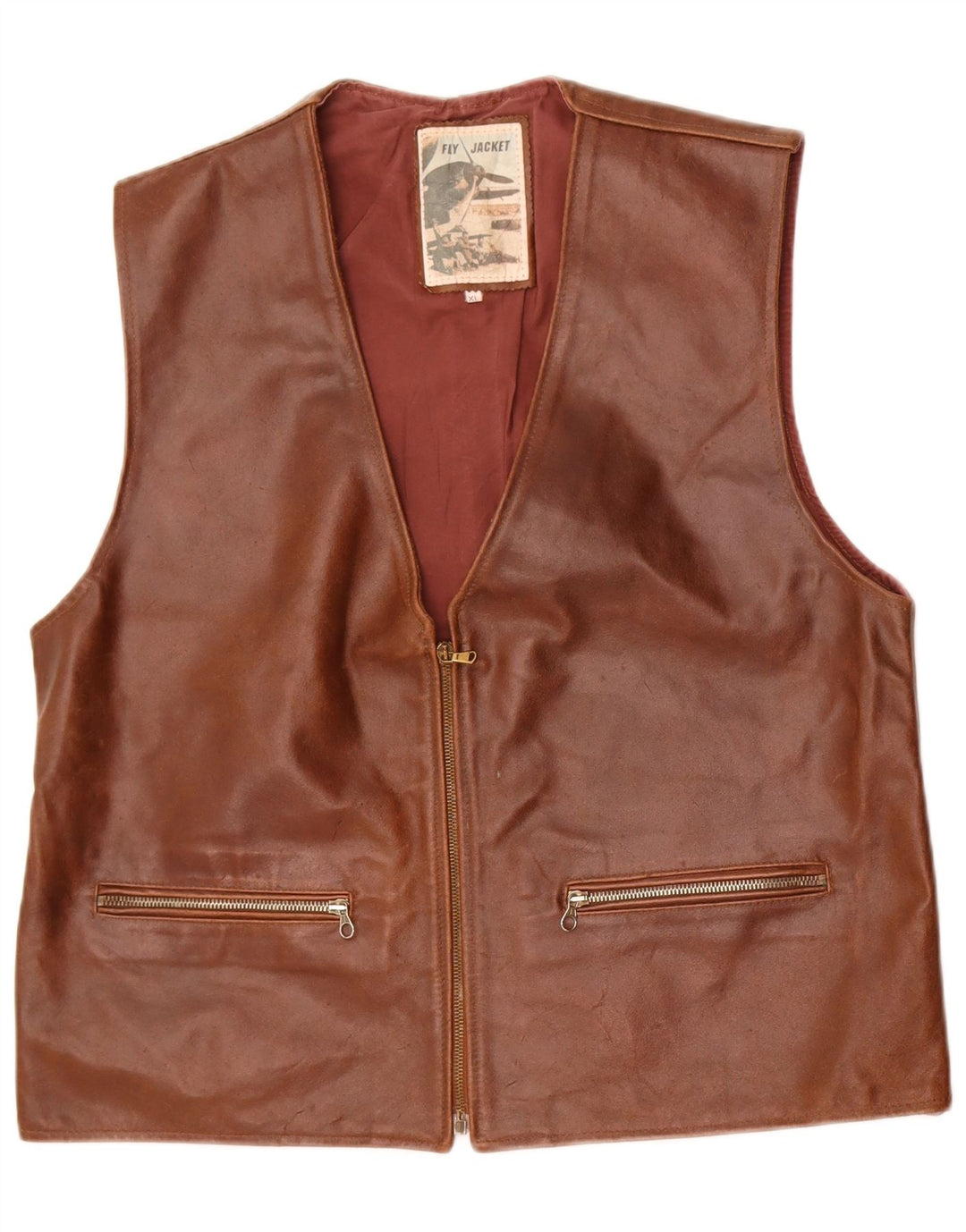Fly Gilet en cuir pour femme UK 18 XL Cuir marron